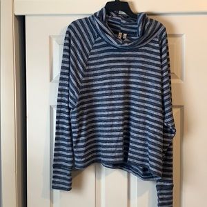 Blue stripped cowl neck sweater